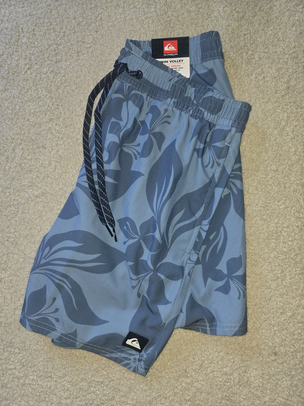 Quiksilver Blue Floral Volley Swim Shorts